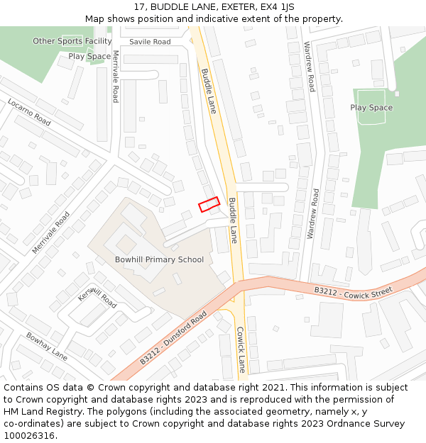 17, BUDDLE LANE, EXETER, EX4 1JS: Location map and indicative extent of plot