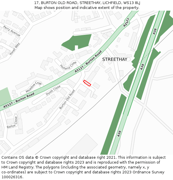 17, BURTON OLD ROAD, STREETHAY, LICHFIELD, WS13 8LJ: Location map and indicative extent of plot