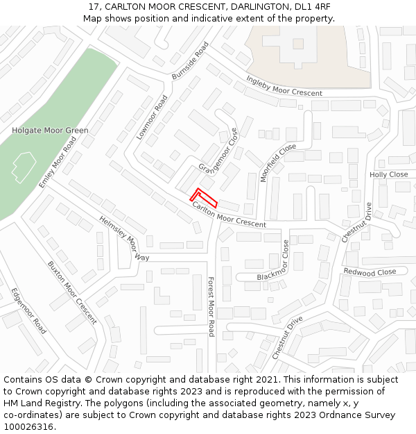 17, CARLTON MOOR CRESCENT, DARLINGTON, DL1 4RF: Location map and indicative extent of plot