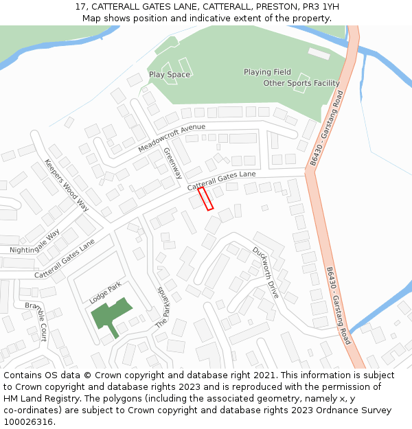17, CATTERALL GATES LANE, CATTERALL, PRESTON, PR3 1YH: Location map and indicative extent of plot