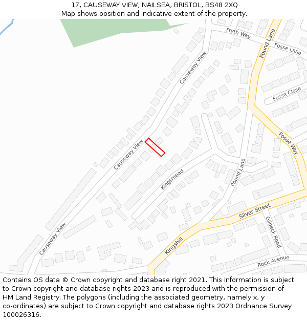 17, CAUSEWAY VIEW, NAILSEA, BRISTOL, BS48 2XQ: Location map and indicative extent of plot