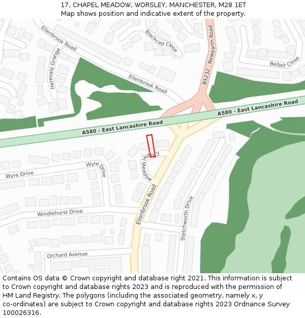 17, CHAPEL MEADOW, WORSLEY, MANCHESTER, M28 1ET: Location map and indicative extent of plot