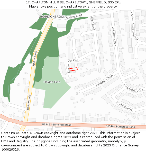 17, CHARLTON HILL RISE, CHAPELTOWN, SHEFFIELD, S35 2PU: Location map and indicative extent of plot