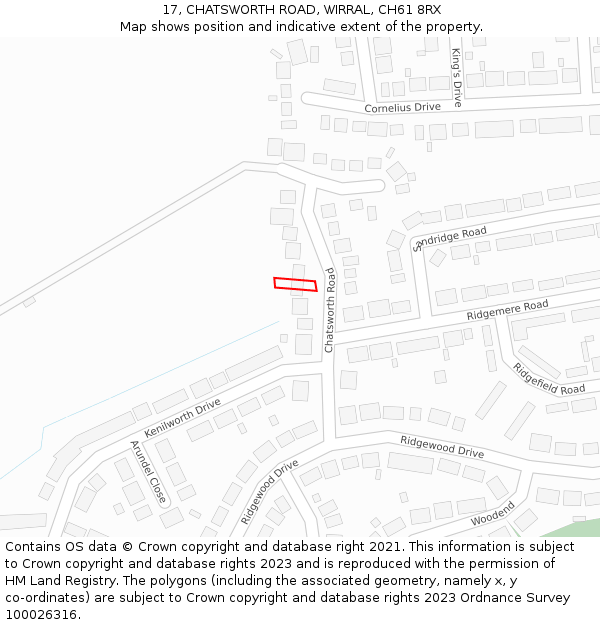 17, CHATSWORTH ROAD, WIRRAL, CH61 8RX: Location map and indicative extent of plot