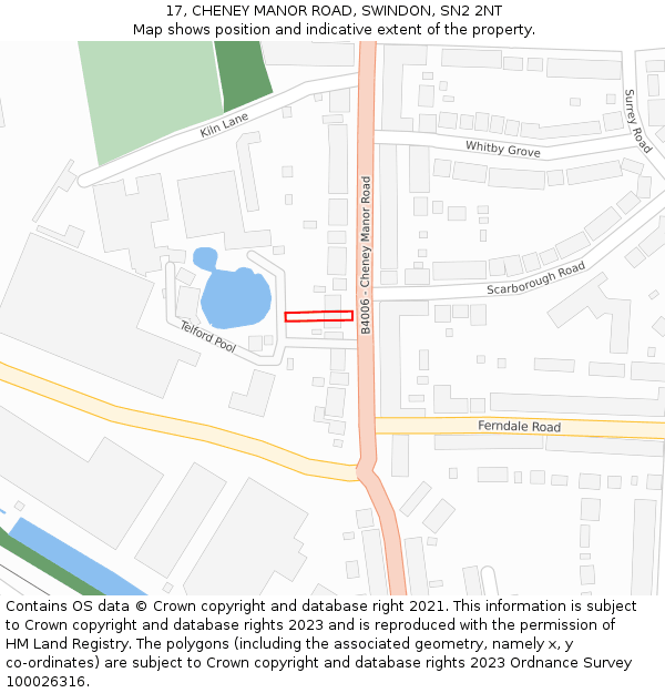 17, CHENEY MANOR ROAD, SWINDON, SN2 2NT: Location map and indicative extent of plot