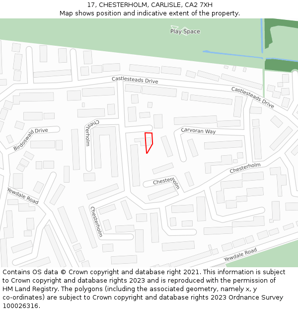 17, CHESTERHOLM, CARLISLE, CA2 7XH: Location map and indicative extent of plot