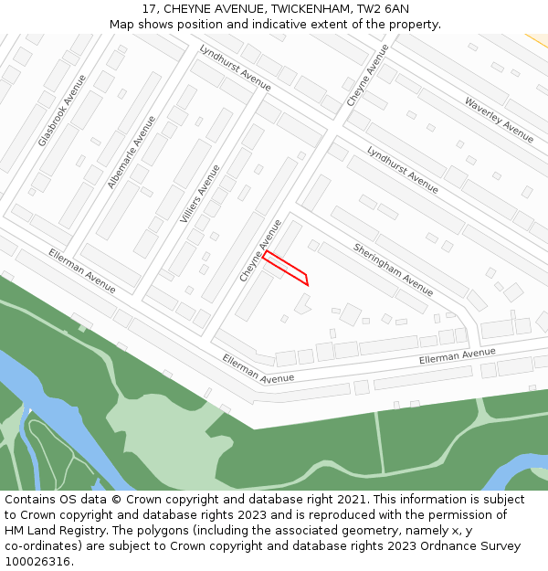 17, CHEYNE AVENUE, TWICKENHAM, TW2 6AN: Location map and indicative extent of plot