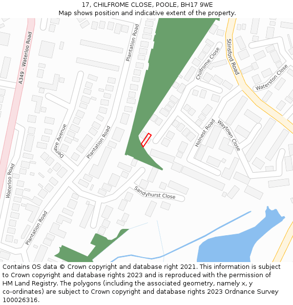 17, CHILFROME CLOSE, POOLE, BH17 9WE: Location map and indicative extent of plot