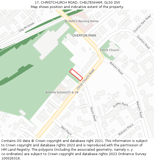 17, CHRISTCHURCH ROAD, CHELTENHAM, GL50 2NY: Location map and indicative extent of plot