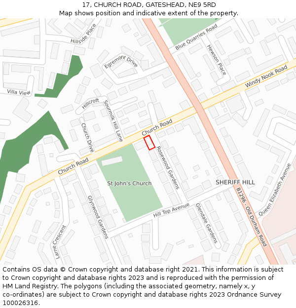 17, CHURCH ROAD, GATESHEAD, NE9 5RD: Location map and indicative extent of plot