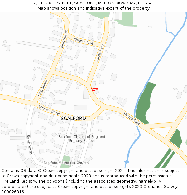 17, CHURCH STREET, SCALFORD, MELTON MOWBRAY, LE14 4DL: Location map and indicative extent of plot