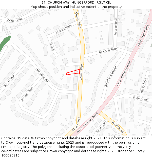 17, CHURCH WAY, HUNGERFORD, RG17 0JU: Location map and indicative extent of plot