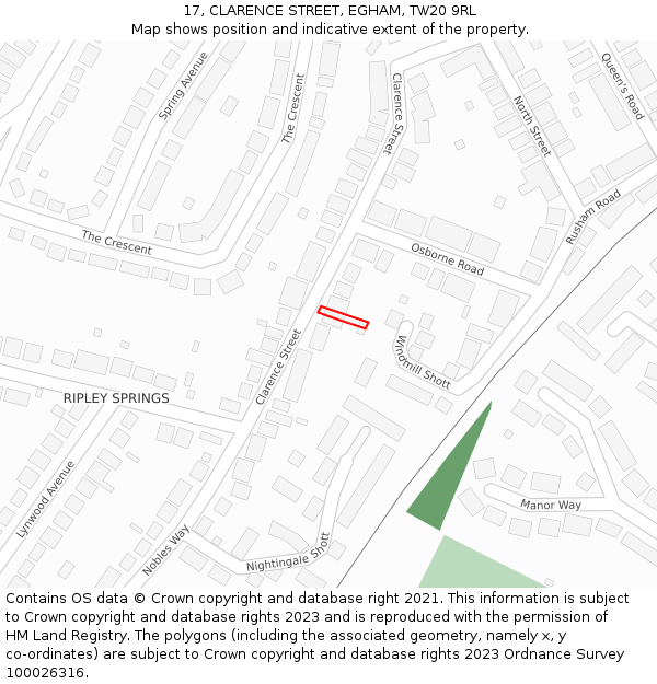 17, CLARENCE STREET, EGHAM, TW20 9RL: Location map and indicative extent of plot