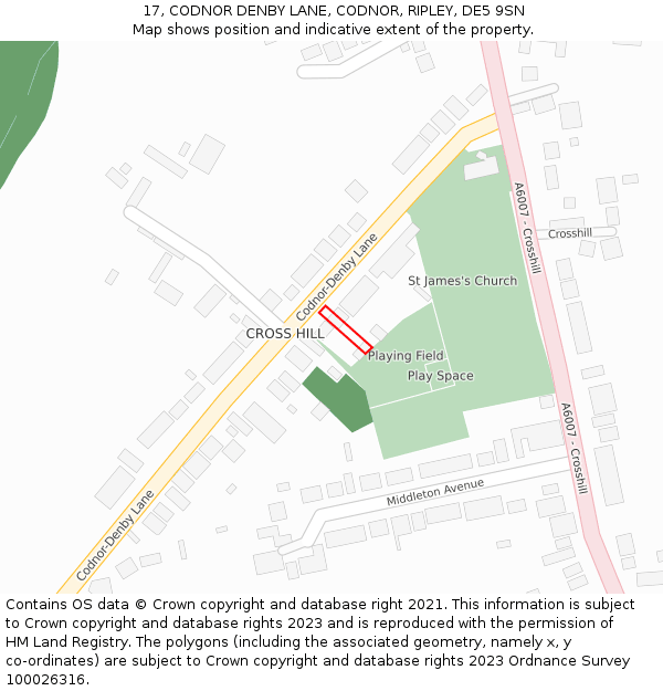 17, CODNOR DENBY LANE, CODNOR, RIPLEY, DE5 9SN: Location map and indicative extent of plot