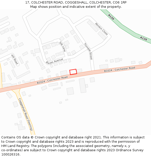 17, COLCHESTER ROAD, COGGESHALL, COLCHESTER, CO6 1RP: Location map and indicative extent of plot