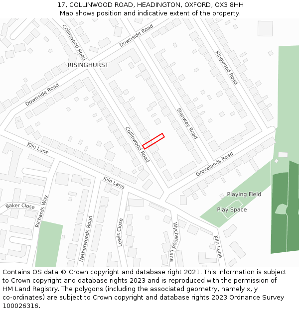 17, COLLINWOOD ROAD, HEADINGTON, OXFORD, OX3 8HH: Location map and indicative extent of plot