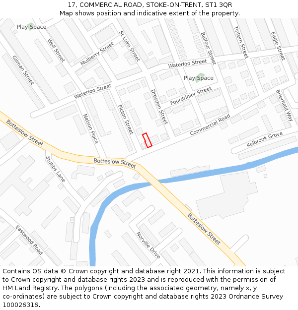 17, COMMERCIAL ROAD, STOKE-ON-TRENT, ST1 3QR: Location map and indicative extent of plot
