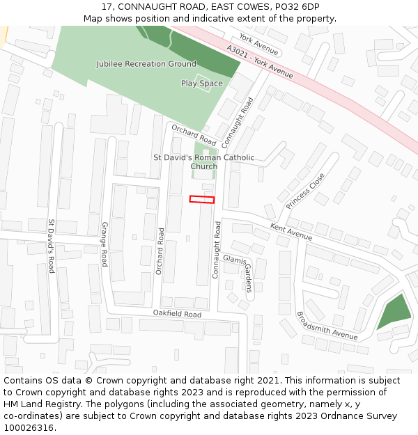 17, CONNAUGHT ROAD, EAST COWES, PO32 6DP: Location map and indicative extent of plot