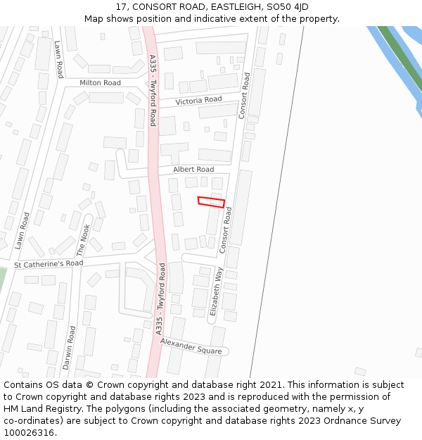 17, CONSORT ROAD, EASTLEIGH, SO50 4JD: Location map and indicative extent of plot