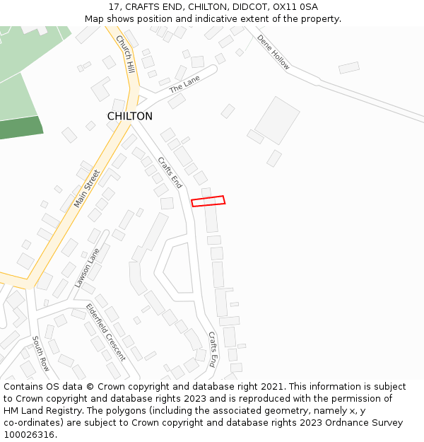 17, CRAFTS END, CHILTON, DIDCOT, OX11 0SA: Location map and indicative extent of plot