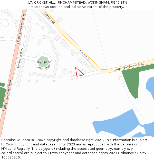 17, CRICKET HILL, FINCHAMPSTEAD, WOKINGHAM, RG40 3TN: Location map and indicative extent of plot