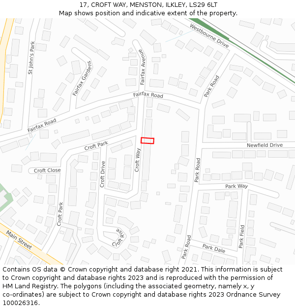 17, CROFT WAY, MENSTON, ILKLEY, LS29 6LT: Location map and indicative extent of plot