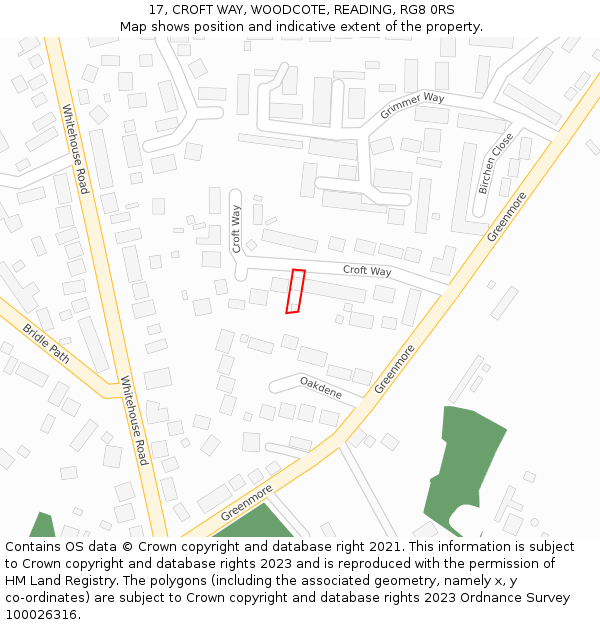 17, CROFT WAY, WOODCOTE, READING, RG8 0RS: Location map and indicative extent of plot