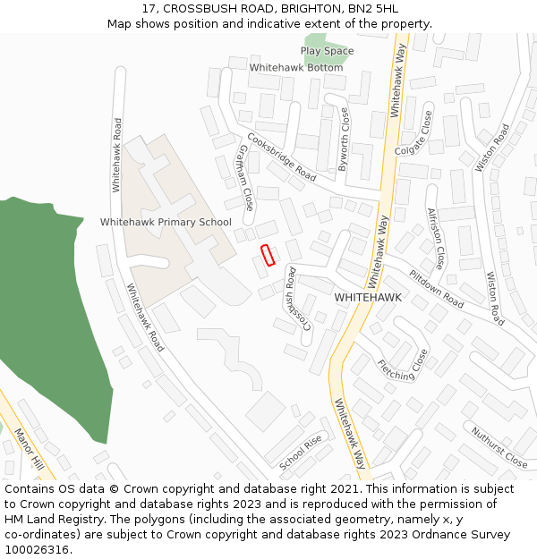 17, CROSSBUSH ROAD, BRIGHTON, BN2 5HL: Location map and indicative extent of plot