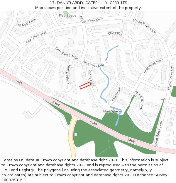 17, DAN YR ARDD, CAERPHILLY, CF83 1TS: Location map and indicative extent of plot