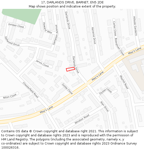 17, DARLANDS DRIVE, BARNET, EN5 2DE: Location map and indicative extent of plot