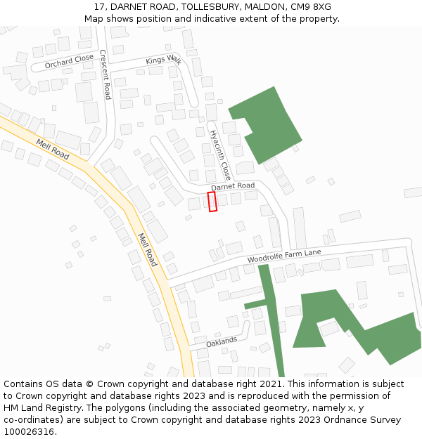 17, DARNET ROAD, TOLLESBURY, MALDON, CM9 8XG: Location map and indicative extent of plot