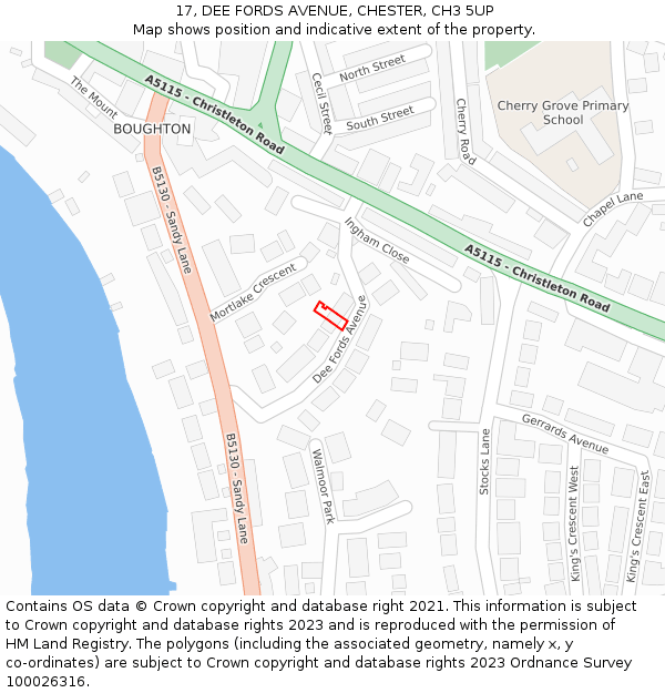 17, DEE FORDS AVENUE, CHESTER, CH3 5UP: Location map and indicative extent of plot