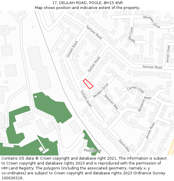 17, DELILAH ROAD, POOLE, BH15 4NR: Location map and indicative extent of plot