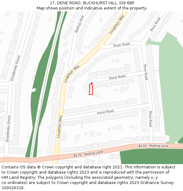 17, DENE ROAD, BUCKHURST HILL, IG9 6BP: Location map and indicative extent of plot