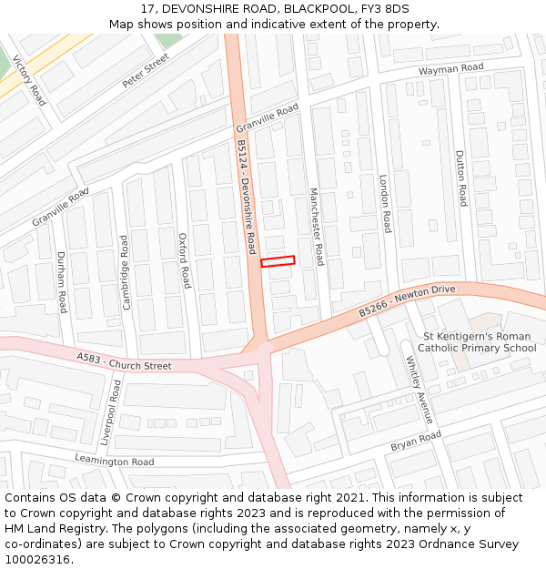 17, DEVONSHIRE ROAD, BLACKPOOL, FY3 8DS: Location map and indicative extent of plot