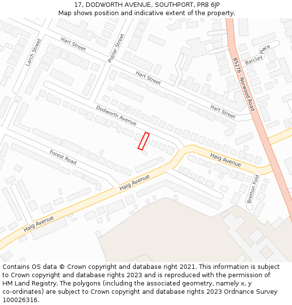 17, DODWORTH AVENUE, SOUTHPORT, PR8 6JP: Location map and indicative extent of plot