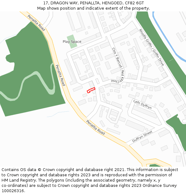 17, DRAGON WAY, PENALLTA, HENGOED, CF82 6GT: Location map and indicative extent of plot