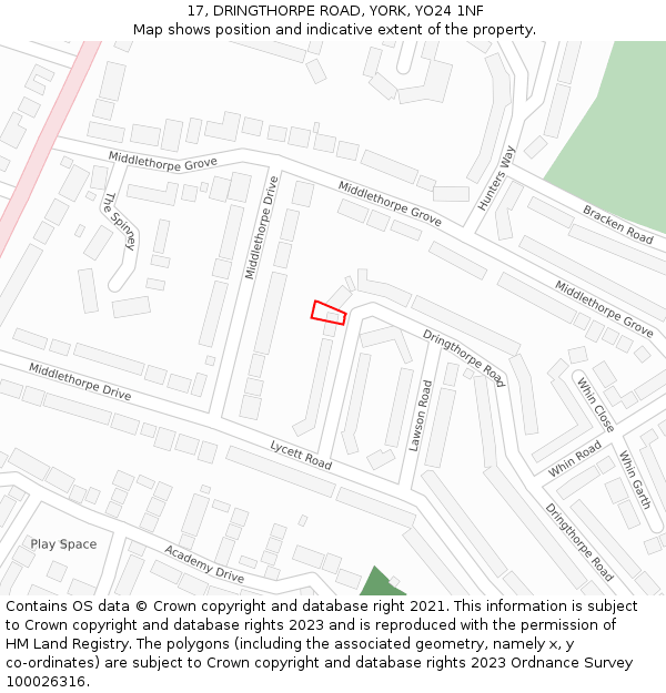 17, DRINGTHORPE ROAD, YORK, YO24 1NF: Location map and indicative extent of plot