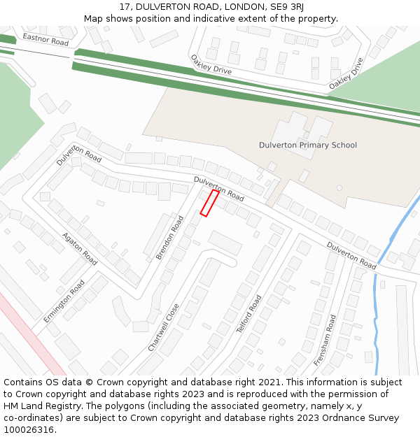 17, DULVERTON ROAD, LONDON, SE9 3RJ: Location map and indicative extent of plot