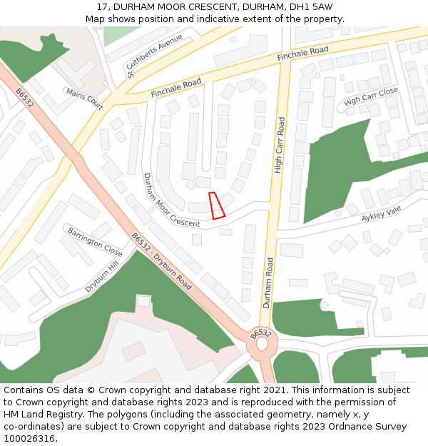 17, DURHAM MOOR CRESCENT, DURHAM, DH1 5AW: Location map and indicative extent of plot