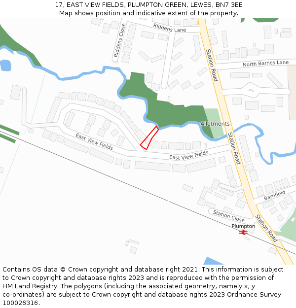 17, EAST VIEW FIELDS, PLUMPTON GREEN, LEWES, BN7 3EE: Location map and indicative extent of plot