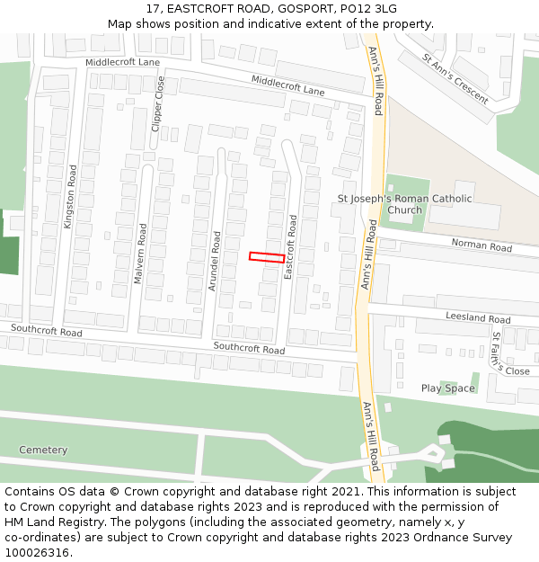 17, EASTCROFT ROAD, GOSPORT, PO12 3LG: Location map and indicative extent of plot