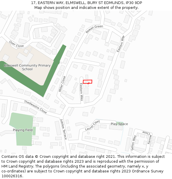 17, EASTERN WAY, ELMSWELL, BURY ST EDMUNDS, IP30 9DP: Location map and indicative extent of plot