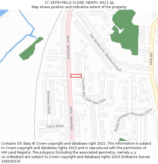 17, EDITH MILLS CLOSE, NEATH, SA11 2JL: Location map and indicative extent of plot