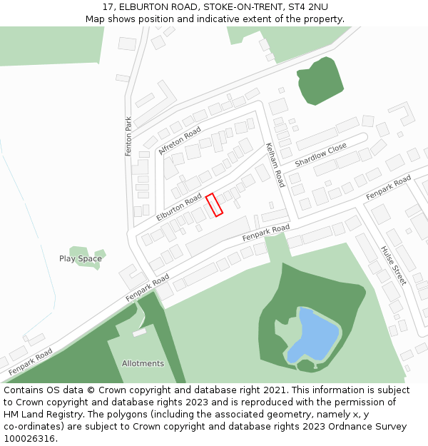 17, ELBURTON ROAD, STOKE-ON-TRENT, ST4 2NU: Location map and indicative extent of plot