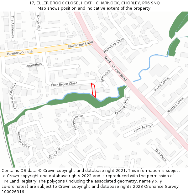 17, ELLER BROOK CLOSE, HEATH CHARNOCK, CHORLEY, PR6 9NQ: Location map and indicative extent of plot