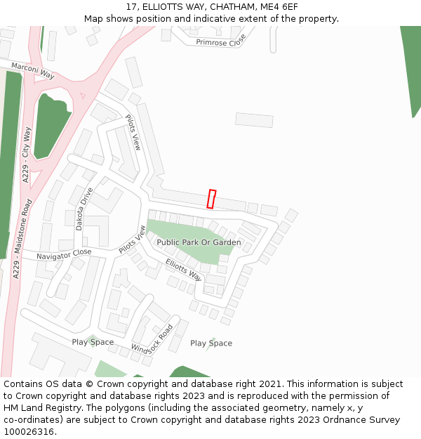 17, ELLIOTTS WAY, CHATHAM, ME4 6EF: Location map and indicative extent of plot