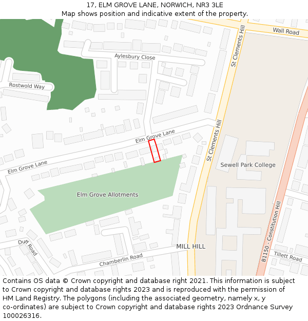 17, ELM GROVE LANE, NORWICH, NR3 3LE: Location map and indicative extent of plot