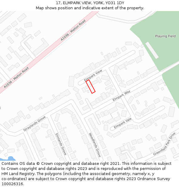 17, ELMPARK VIEW, YORK, YO31 1DY: Location map and indicative extent of plot