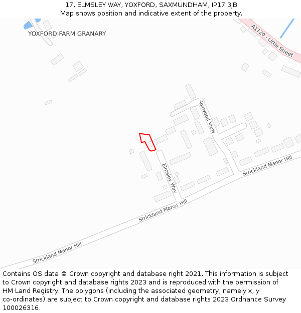 17, ELMSLEY WAY, YOXFORD, SAXMUNDHAM, IP17 3JB: Location map and indicative extent of plot